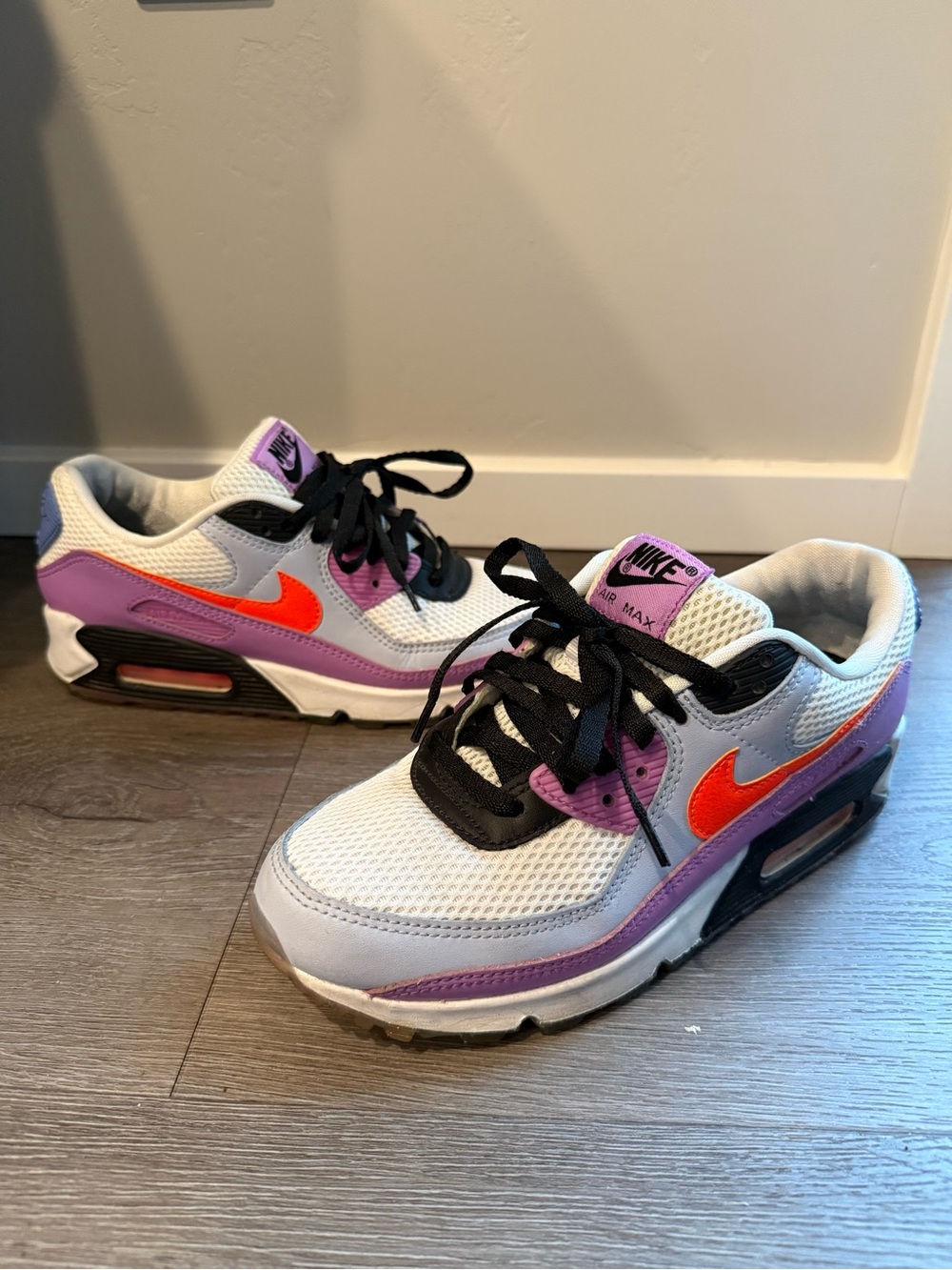 Women’s Nike Air Max 90 Carnival- purple,black,white Size 8